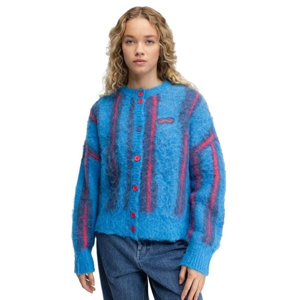 Damski kardigan z dzianiny Siroko Apollo-W Blue. Niebieskie kardigany SIROKO, bez wzorów, z dzianiny. W wyprzedaży za 147.00 zł.