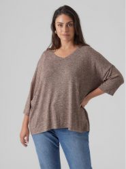Vero Moda Curve Bluzka Brianna 10297287 Brązowy Regular Fit. Brązowe bluzki Vero Moda Curve, bez wzorów, z syntetyku, bez kołnierzyka, bez ramiączek. Za 59.99 zł.