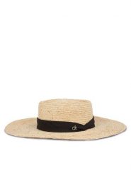 Calvin Klein Kapelusz Ck Metal Linen Band Straw Hat K60K612915 Beżowy. Brązowe rękawiczki Calvin Klein, bez wzorów, z materiału. Za 329.99 zł.
