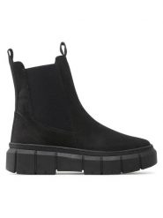 Lasocki Botki EST-DARIA-13 Czarny. Czarne botki Lasocki, bez wzorów, z nubiku, bez obcasa, na płaskiej podeszwie, bez zapięcia. Za 299.99 zł.