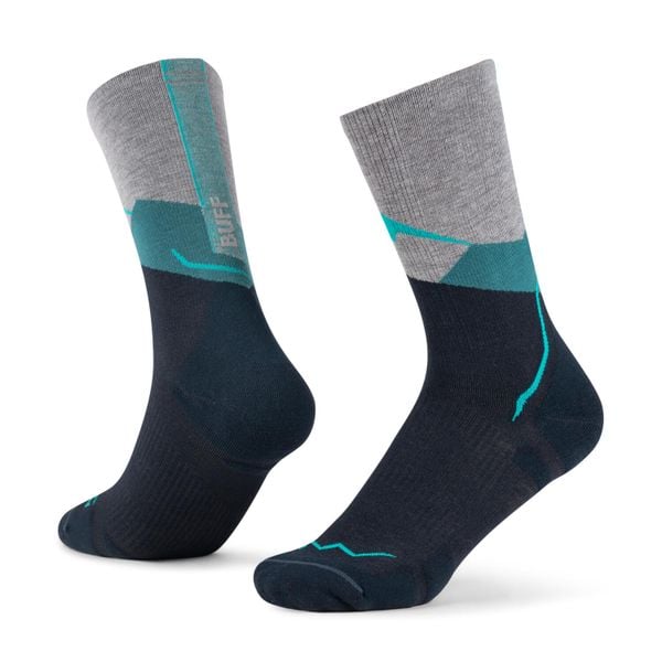 Skarpety do biegania Merino Lightweight Crew. Niebieskie skarpety Buff, bez wzorów, z dzianiny. Za 109.99 zł.