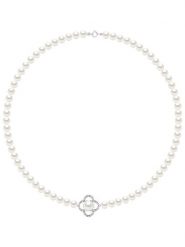 ATELIERS SAINT GERMAIN Naszyjnik perłowy w kolorze białym z cyrkoniami - dł. 45 cm rozmiar: onesize. Białe naszyjniki ATELIERS SAINT GERMAIN, z cyrkonią, srebrne. Za 391.99 zł.