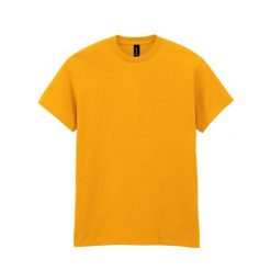 Ciężka Bawełniana Koszulka Unisex Dla Dorosłych. Żółte bluzki GILDAN, xl, bez wzorów, z bawełny, sportowe, bez kołnierzyka, bez ramiączek. Za 51.99 zł.