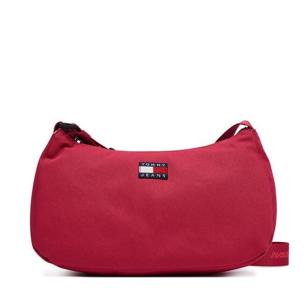 Torebka Tommy Jeans. Czerwone torebki klasyczne Tommy Jeans, bez wzorów, z jeansu, bez dodatków. Za 249.99 zł.