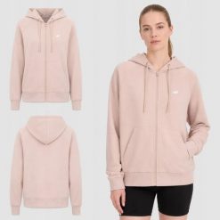 BLUZA DAMSKA 4F DRESOWA ROZPINANA Z KAPTUREM BASIC KOLOR BEŻOWY. Brązowe bluzy 4f, l, bez wzorów, z bawełny, z kapturem. Za 109.00 zł.