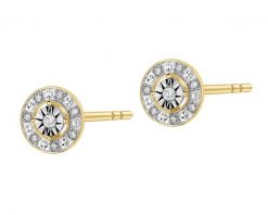 Kolczyki z żółtego i białego złota z diamentami - 0,08 ct - próba 375. Białe kolczyki Apart, z diamentem, złote. Za 1,759.00 zł.