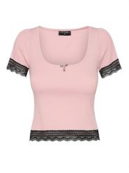 Vive Maria Koszulka "Sweet Cropped" w kolorze jasnoróżowym rozmiar: XL. Różowe bluzki Vive Maria, xl, bez wzorów, prążkowane, bez kołnierzyka, bez ramiączek. Za 48.39 zł.