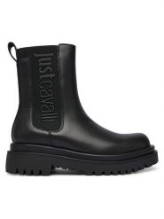 Just Cavalli Sztyblety 79RA3S96 ZSD74 Czarny. Czarne botki Just Cavalli, bez wzorów, ze skóry, bez obcasa, na płaskiej podeszwie, bez zapięcia. Za 899.99 zł.