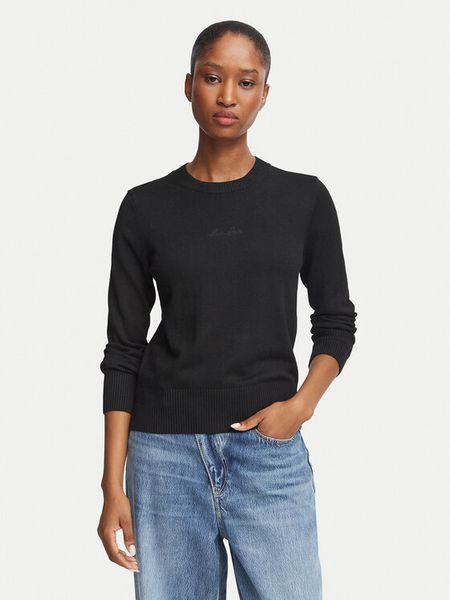 Guess Jeans Sweter W6BR01 Z1244 Czarny Regular Fit. Czarne swetry Guess Jeans, s, z aplikacjami, z jeansu, bez ramiączek. Za 349.99 zł.
