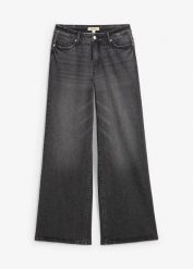 Jeansy wide leg, średni stan niewielką domieszką stretchu. Czarne jeansy bonprix, bez wzorów. Za 147.99 zł.