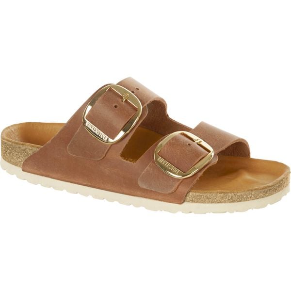 Klapki damskie Birkenstock Arizona. Brązowe klapki Birkenstock, bez wzorów, z materiału, bez obcasa. Za 714.00 zł.