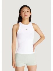 Calvin Klein Jeans Top J20J225302 Biały Slim Fit. Białe topy Calvin Klein Jeans, xl, bez wzorów, z bawełny, bez kołnierzyka, bez ramiączek. Za 89.99 zł.