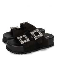 MELVIN & HAMILTON Skórzane klapki "Eve 3" w kolorze czarnym rozmiar: 38. Czarne klapki Melvin & Hamilton, bez wzorów, ze skóry, z otwartym noskiem, bez obcasa. Za 304.99 zł.