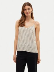 Vero Moda Top Mymilo 10303690 Beżowy Regular Fit. Brązowe topy Vero Moda, l, bez wzorów, ze lnu, bez kołnierzyka, bez ramiączek. Za 69.99 zł.