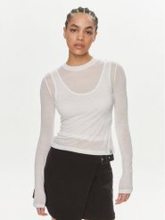 Calvin Klein Jeans Bluzka J20J223323 Biały Slim Fit. Białe bluzki Calvin Klein Jeans, xl, bez wzorów, z jeansu, bez kołnierzyka, bez ramiączek. Za 329.99 zł.