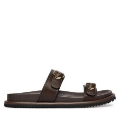 Klapki Blauer. Brązowe klapki Blauer, bez wzorów, bez obcasa. Za 559.99 zł.