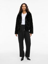 Vila Kurtka "VIDORTE" w kolorze czarnym ze sztucznego futerka rozmiar: 36. Czarne kurtki Vila, bez wzorów, bez kaptura. Za 143.90 zł.