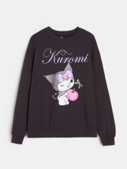 Bluza crewneck z nadrukiem Kuromi - szary. Szare bluzy Sinsay, l, bez wzorów, bez kaptura. Za 49.99 zł.