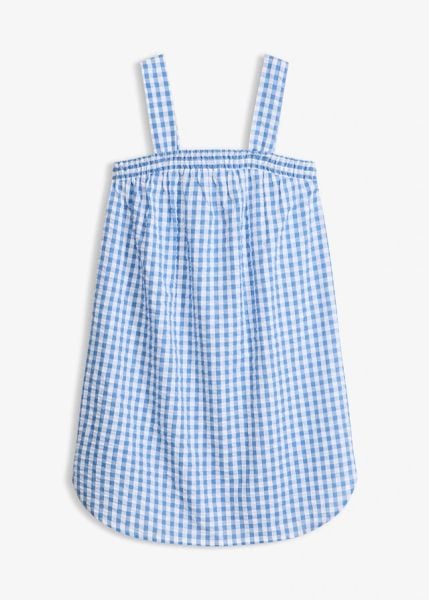 Sukienka plażowa z czystej bawełny. Niebieskie sukienki bonprix, na plażę, bez wzorów, z bawełny, bez kołnierzyka, bez ramiączek. Za 107.99 zł.