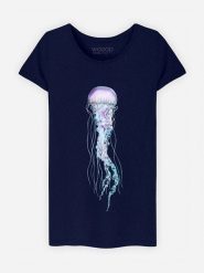 WOOOP Koszulka "Space Jelly" w kolorze granatowym rozmiar: XL. Niebieskie bluzki Wooop, xl, bez wzorów, z bawełny, bez kołnierzyka, bez ramiączek. Za 52.79 zł.