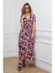 Joséfine Sukienka "Kendra" w kolorze czarno-jasnoróżowym rozmiar: S. Czarne sukienki Joséfine, s, bez wzorów, z tkaniny, bez kołnierzyka, bez ramiączek, maxi. Za 108.99 zł.