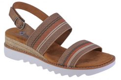 Sandały Skechers Model Desert Kiss H Kolor Brązowy. Brązowe sandały Skechers, bez wzorów, z materiału, sportowe, bez obcasa, bez zapięcia. Za 259.99 zł.