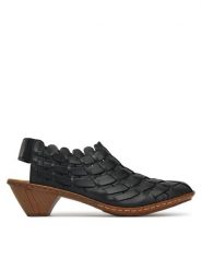 Rieker Sandały 46778-01 Czarny. Czarne sandały Rieker, bez wzorów, ze skóry, bez obcasa, na słupku, bez zapięcia. Za 339.99 zł.
