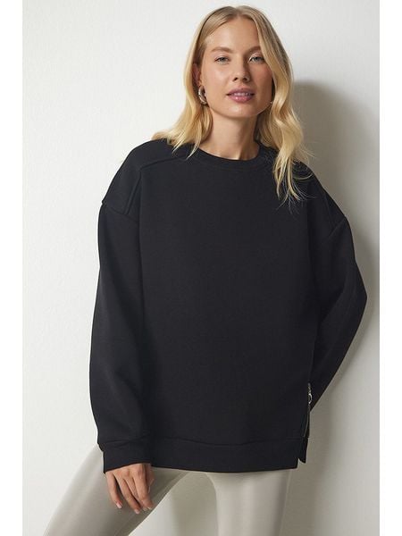 Happiness Istanbul Bluza w kolorze czarnym rozmiar: 40. Czarne bluzy Happiness Istanbul, bez wzorów, z bawełny, bez kaptura. Za 104.89 zł.