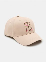 Czapka z daszkiem z haftowanymi kwiatami - beżowy. Brązowe czapki Sinsay, bez wzorów. Za 19.99 zł.