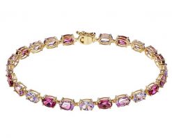 Bransoletka z żółtego złota z diamentem, kamieniami szlachetnymi i ozdobnymi - 18 cm - próba 585. Żółte bransoletki Apart, z diamentem, złote. Za 5,690.00 zł.