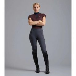 Damskie legginsy jeździeckie z pełną przyczepnością Premier Equine Concerto. Szare legginsy PREMIER EQUINE, s, bez wzorów, z materiału, do jazdy konnej. Za 359.50 zł.