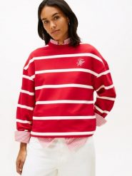 Tommy Hilfiger Bluza Kobiety czerwony|biały, XS. Białe bluzy TOMMY HILFIGER, xs, bez wzorów, z bawełny, bez kaptura. Za 279.95 zł.