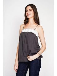 Le Jardin du Lin Lniany top w kolorze czarnym rozmiar: 38. Czarne topy Le jardin du lin, bez wzorów, z koronki, bez kołnierzyka, bez ramiączek. Za 100.99 zł.