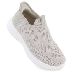 Półbuty sportowe damskie slip on beżowe Potocki BK01312. Brązowe obuwie sportowe POTOCKI, z tkaniny, bez zapięcia. Za 129.99 zł.