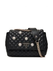 Guess Torebka Everlee HWEG86 79210 Czarny. Czarne torebki klasyczne Guess, z aplikacjami, ze skóry, bez dodatków. Za 639.99 zł.