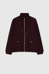 Rozpinana bluza burgundowa. Czerwone bluzy MOODO, l, bez wzorów, z elastanu, bez kaptura. Za 149.99 zł.