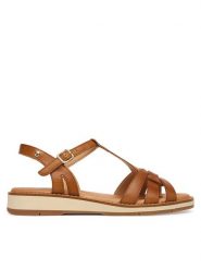 Pikolinos Sandały Roquetas W9B-0789 Brązowy. Brązowe sandały Pikolinos, bez wzorów, ze skóry, bez obcasa, na płaskiej podeszwie, bez zapięcia. Za 559.99 zł.