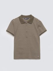 Koszulka damska polo w paski khaki Rellma 303. Zielone koszulki polo Big Star, l, bez wzorów, z bawełny, bez kołnierzyka, bez ramiączek. Za 139.99 zł.
