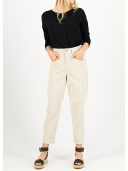 Blutsgeschwister Dżinsy - Mom fit - w kolorze kremowym rozmiar: S. Brązowe jeansy Blutsgeschwister, s, z aplikacjami, z podwyższonym stanem. Za 127.65 zł.
