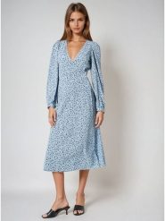 Monki Sukienka w kolorze błękitno-czarnym rozmiar: 38. Niebieskie sukienki Monki, bez wzorów, bez kołnierzyka, bez ramiączek, midi. Za 60.99 zł.