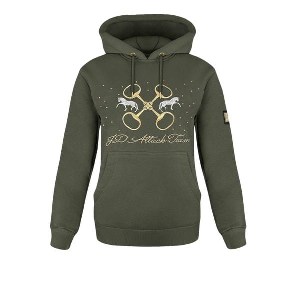 Bluza jeździecka damska JD Attack Judie. Zielone bluzy JD ATTACK, xs, bez wzorów, z bawełny, z kapturem. Za 229.00 zł.