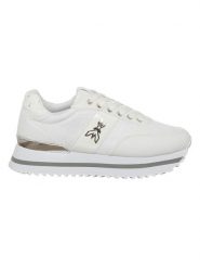 Patrizia Pepe Skórzane sneakersy w kolorze srebrno-białym rozmiar: 39. Białe trampki Patrizia Pepe, bez wzorów, bez zapięcia. Za 347.81 zł.