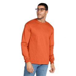 Ultra Bawełniana Koszulka Z Długim Rękawem Unisex Dla Dorosłych. Brązowe bluzki GILDAN, xl, bez wzorów, z bawełny, sportowe, bez kołnierzyka, bez ramiączek. Za 106.99 zł.