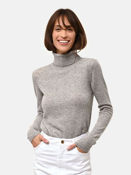 Just Cashmere Kaszmirowy sweter "Ava" w kolorze szarym rozmiar: M. Szare golfy Just Cashmere, m, bez wzorów, z kaszmiru, bez ramiączek. Za 413.86 zł.