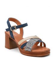 Sixth Sens Sandały w kolorze niebieskim na obcasie rozmiar: 39. Niebieskie sandały Sixth Sens, bez wzorów, z otwartym noskiem, bez obcasa, na koturnie, bez zapięcia. Za 113.99 zł.