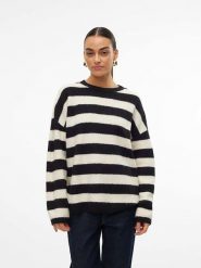 Vero Moda Sweter w kolorze czarno-białym rozmiar: M. Białe swetry Vero Moda, m, bez wzorów, ze splotem, bez ramiączek. Za 110.29 zł.