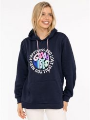 Zwillingsherz Bluza "Happiness and Love" w kolorze granatowym rozmiar: L/XL. Niebieskie bluzy Zwillingsherz, l, bez wzorów, z kapturem. Za 220.12 zł.