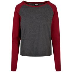 Damska Kontrastowa Koszulka Z Długim Rękawem Z Raglanem. Brązowe bluzki Urban Classics, xl, bez wzorów, casualowe, bez kołnierzyka, bez ramiączek. Za 77.99 zł.