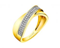 Pierścionek z żółtego złota z diamentami - 0,14 ct - próba 585. Żółte pierścionki Apart, z diamentem, złote. Za 4,090.00 zł.