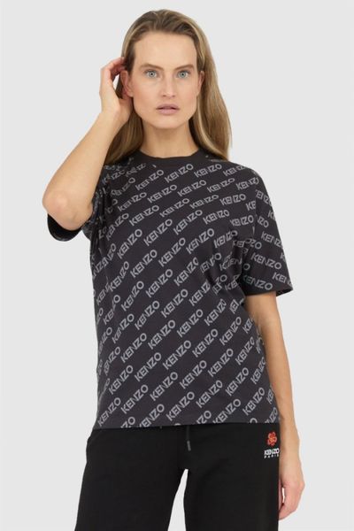 KENZO Czarny t-shirt damski w logo, Rozmiar XS. Czarne t-shirty Kenzo, s, bez wzorów, bez kołnierzyka, bez ramiączek. W wyprzedaży za 360.99 zł.